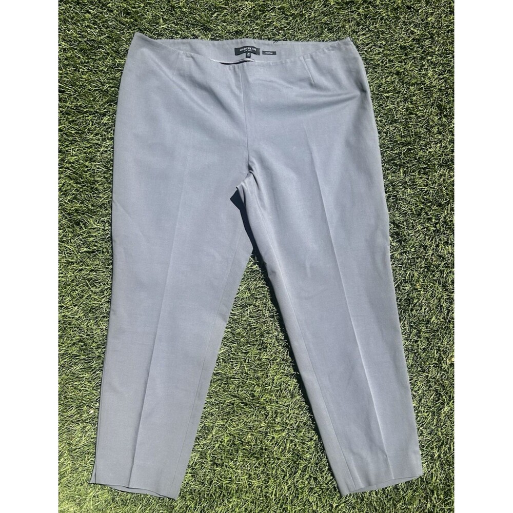 Lafayette 148 New York Stanton Pull On Ankle Pants Gray Stretch Slim Size 14